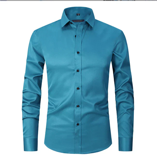Chemise Homme Classique Manches Longues à Boutons Cachés