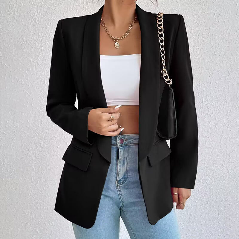 Blazer Femme Élégant Manches Longues Col V