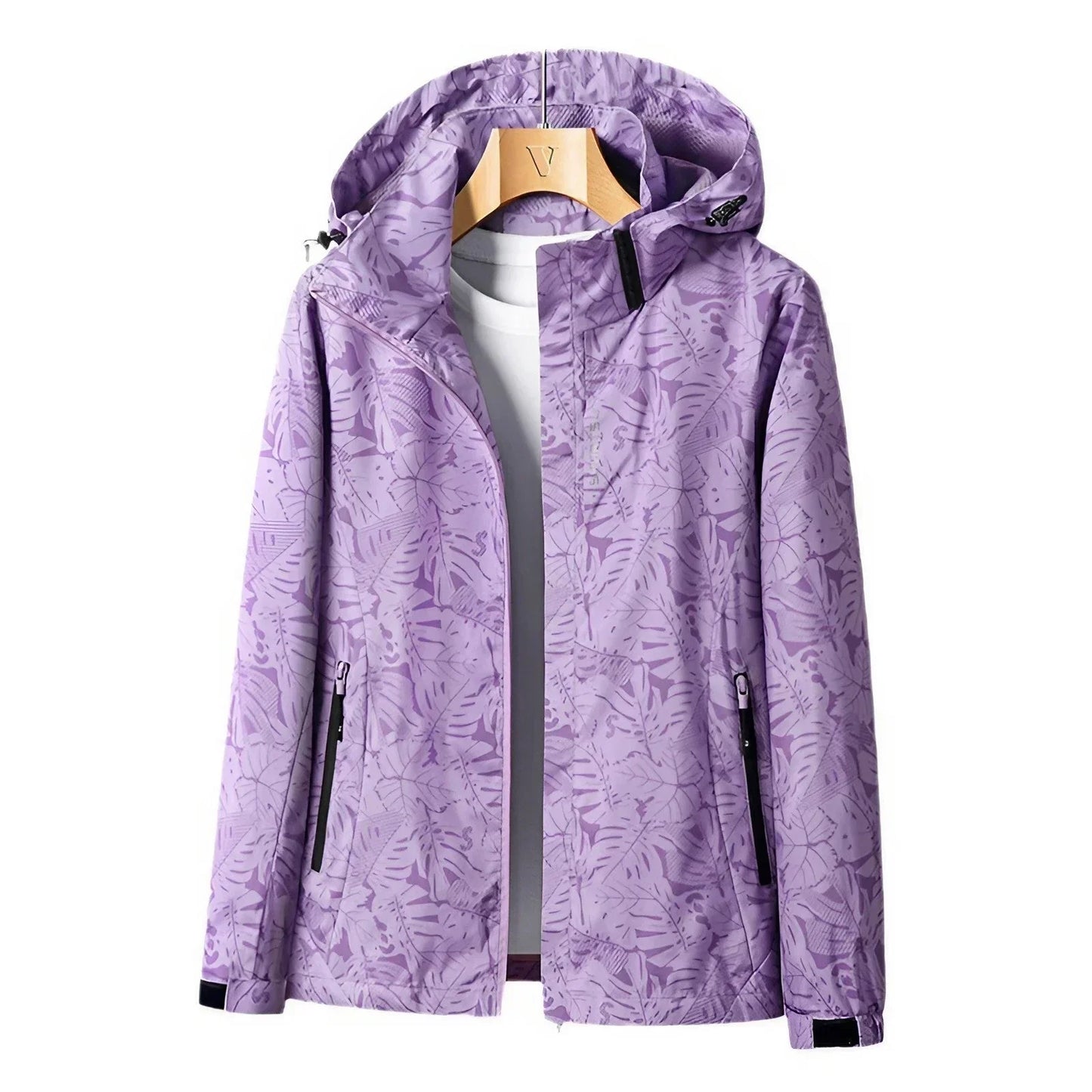 Veste Imperméable Femme à Capuche et Manches Longues