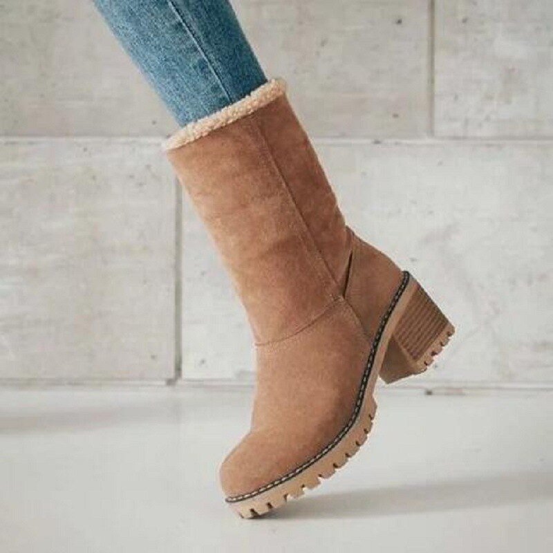 Bottes Hiver Femmes Talons Plats et Doublées