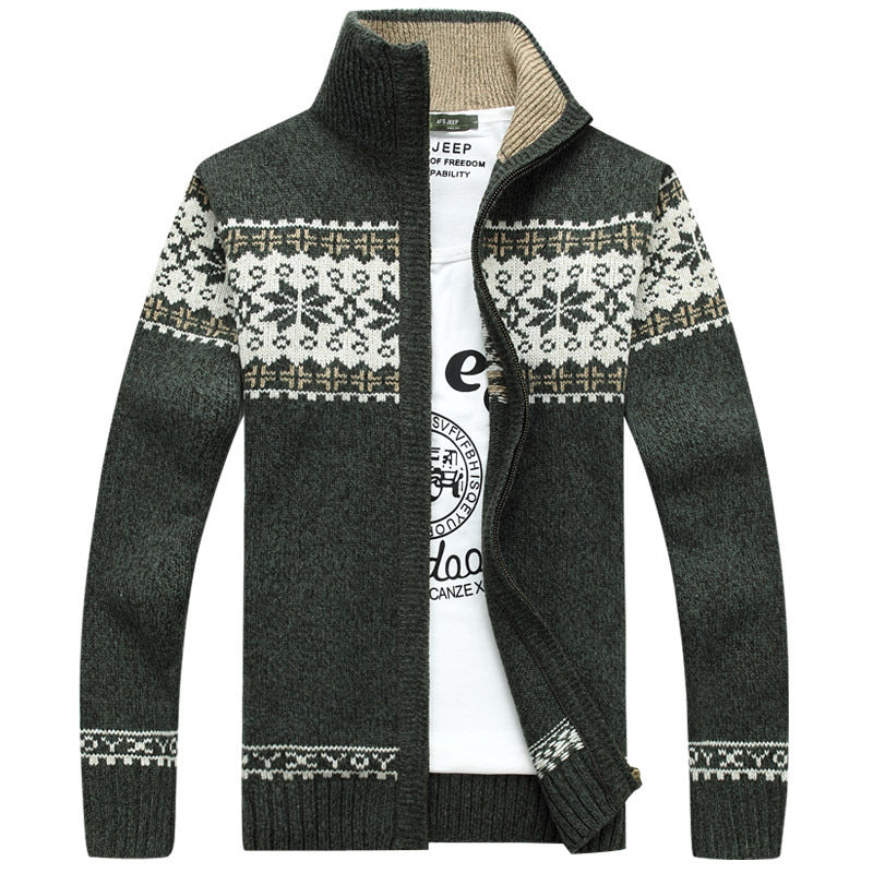 Pull Hiver Homme Zippé Flocon De Neige