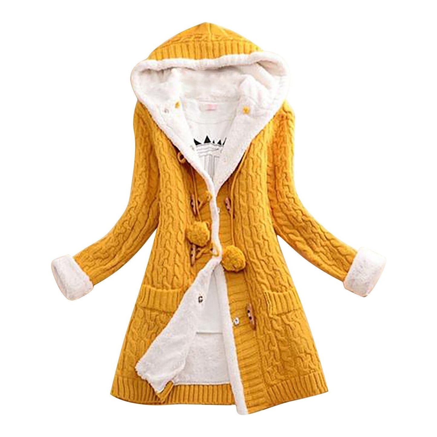 Cardigan en Laine Douillette à Manches Longues avec Poches
