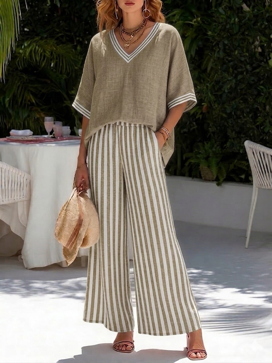 Ensemble Femme Lin Coton Coupe Ample Décontractée