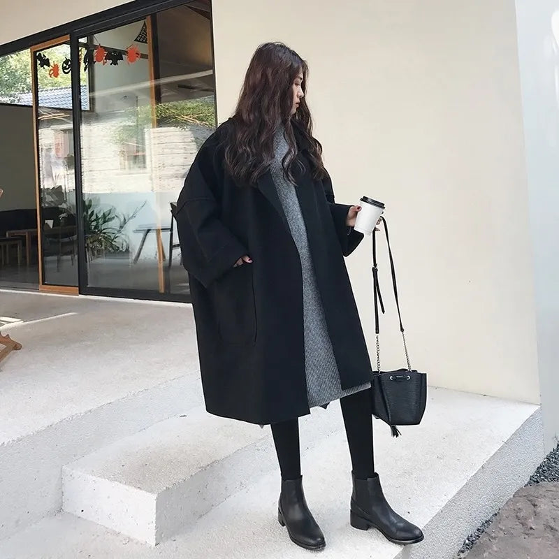 Manteau Femme Hiver Laine Douce Oversize Élégant