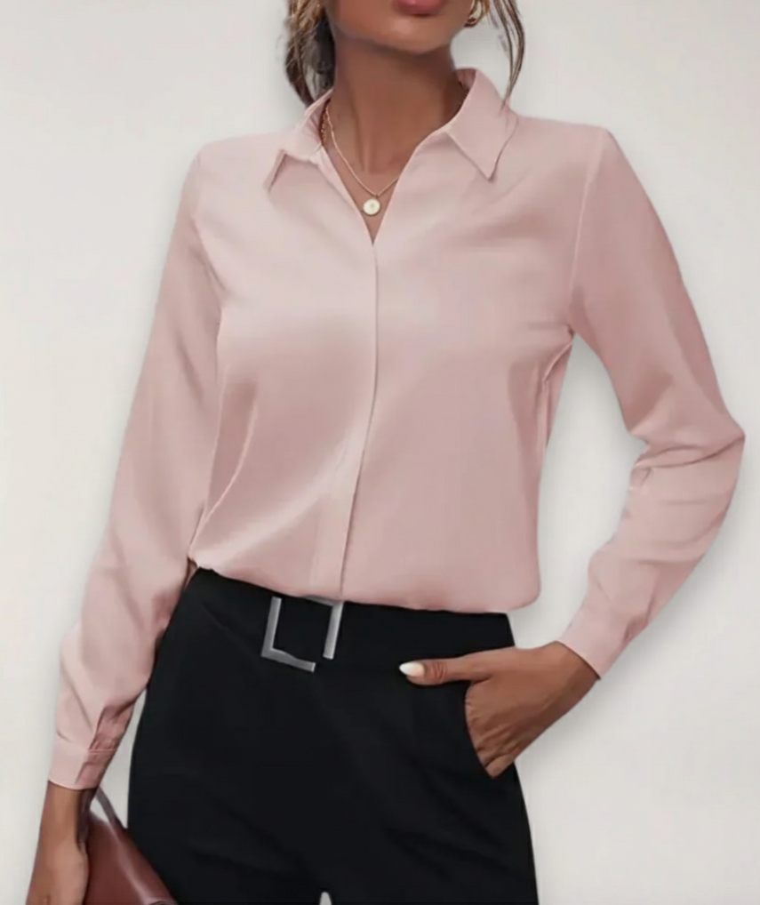 Blouse Féminine Taille Haute pour Travail avec Boutons