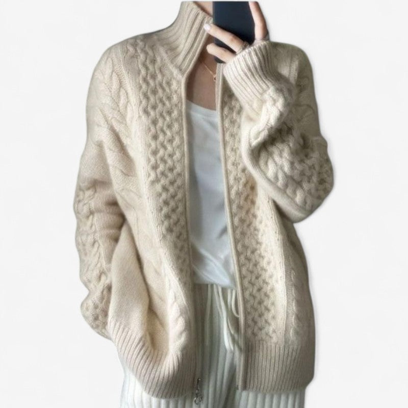 Cardigan Épais Col Roulé Zippé Confortable - PanierRoyale