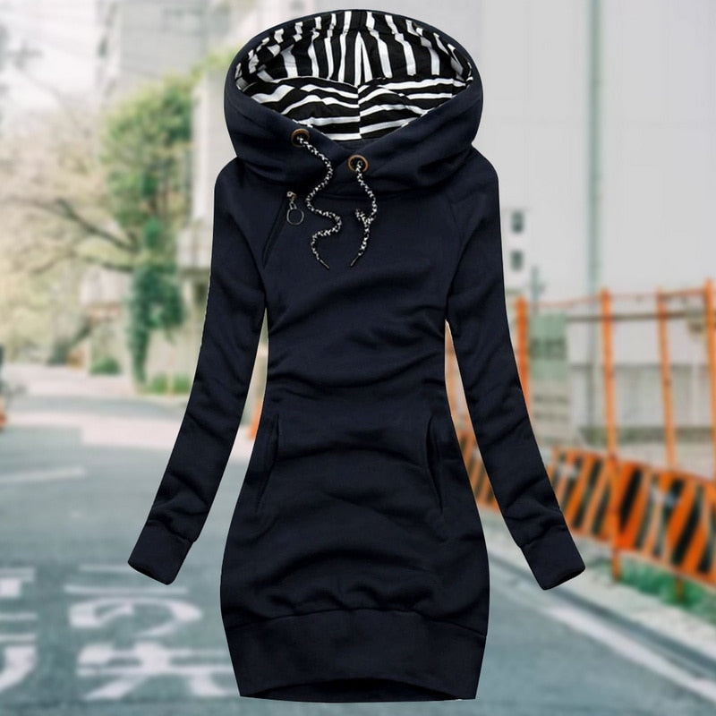 Robe Capuche Femme Manches Longues Élégante