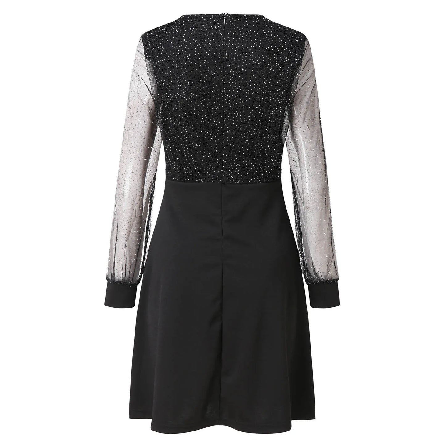 GlamourChic™ – Robe de Soirée Élégante avec Manches Pailletées et Décolleté en V-5