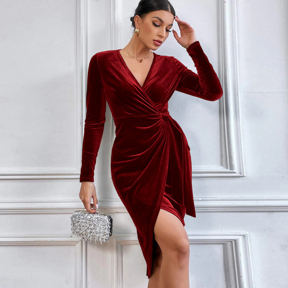ÉléganceFemme™ – Robe Midi Femme Décolleté en V Élégante et Confortable-1