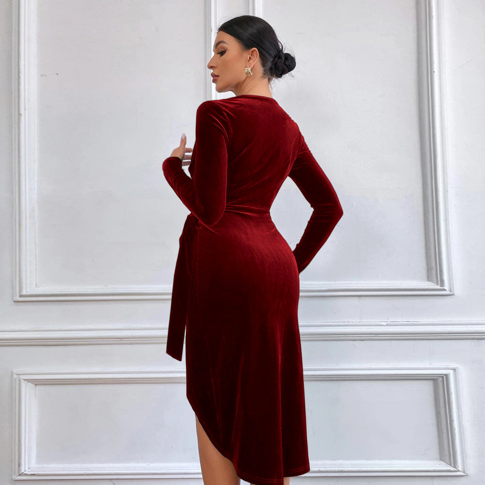 ÉléganceFemme™ – Robe Midi Femme Décolleté en V Élégante et Confortable-4