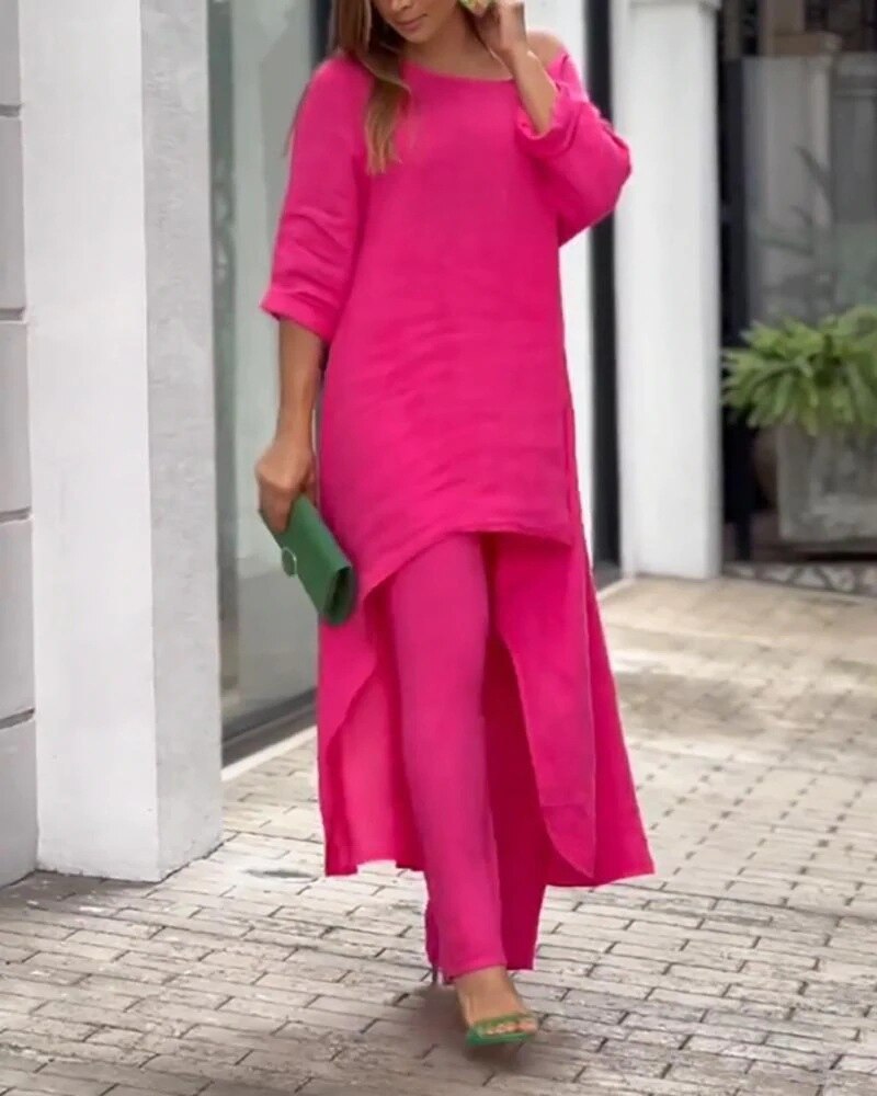 Robe Femme Élégante - Tunique Légère et Pantalon Slim