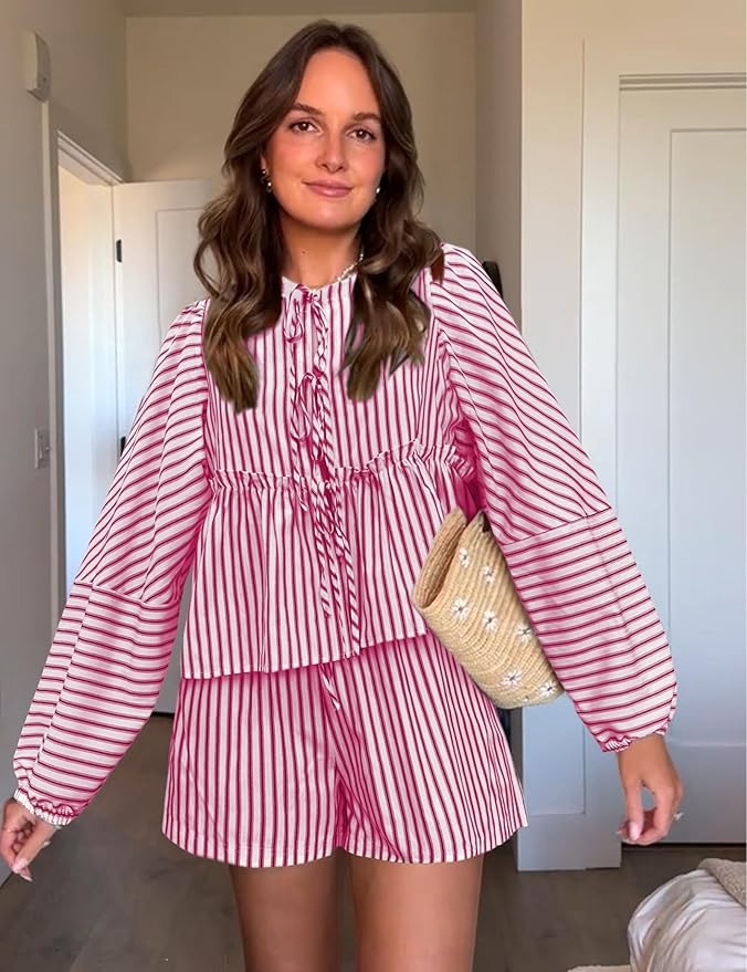 Robe Femme Rayée Manches Longues pour Été