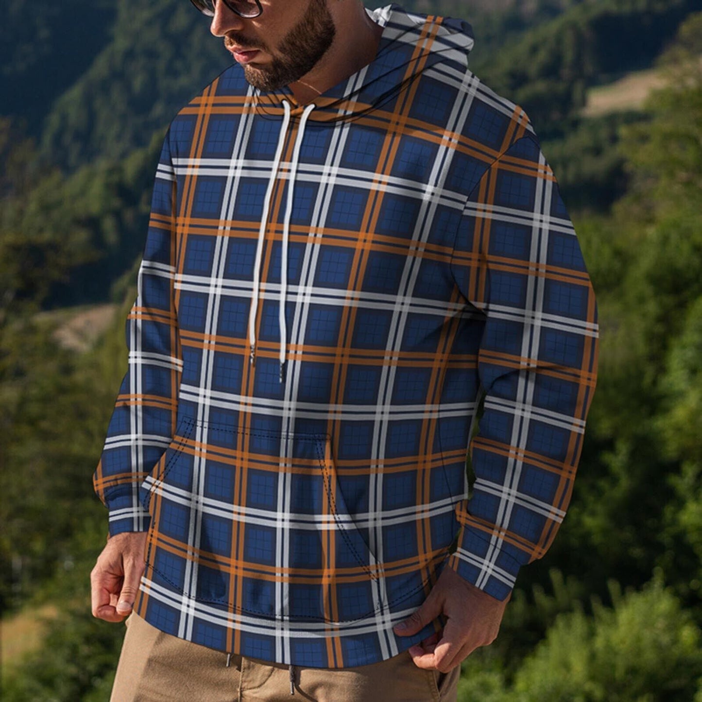 Sweat à Capuche Écossais Homme Casual et Confortable