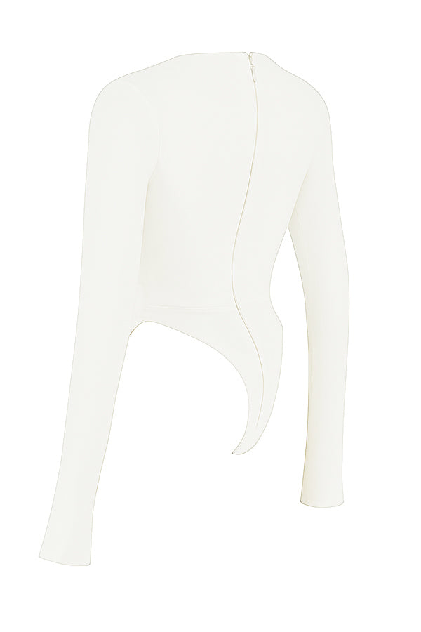 Top femme crop décolleté élégant manches longues