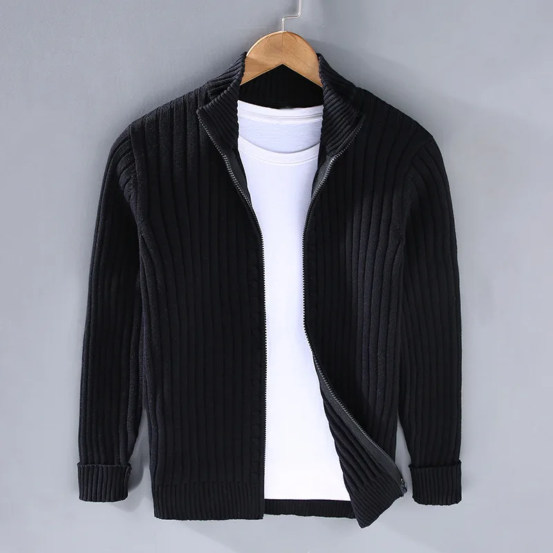 Gilet Homme Classique en Laine - Cardigan Zippé Élégant et Chaud