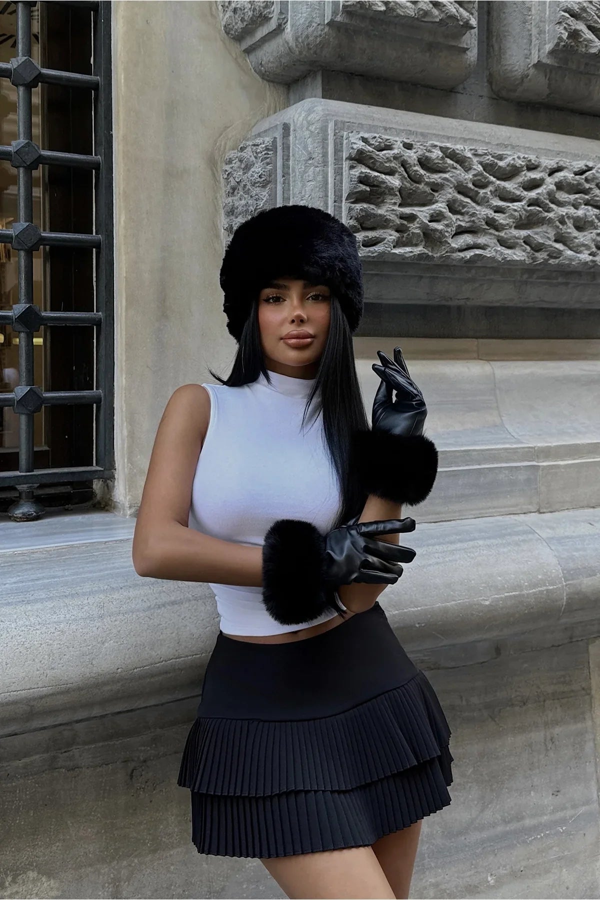 Gants Cuir Femme Noirs Doux et Chauds