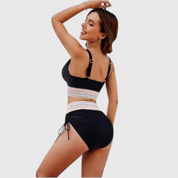 Bikini Deux Pièces Femme Crochet Liens Latéraux Col V Halter