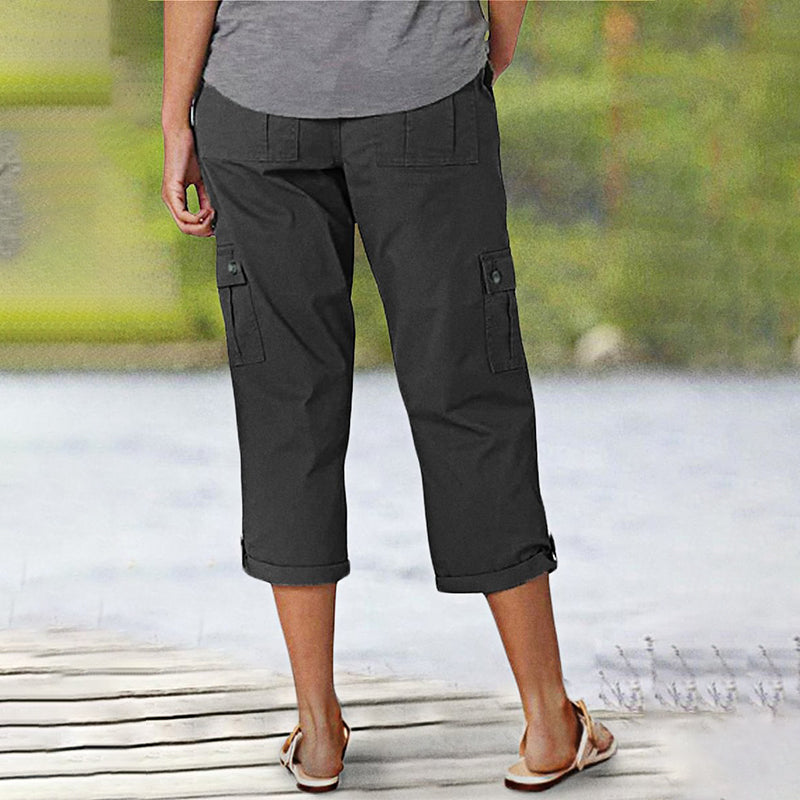 Pantalon Cargo Femme Coton Poches Multiples Coupe Décontractée