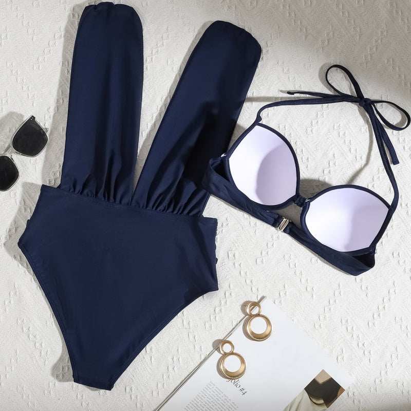 Maillot de bain Femme Deux pièces Tissu extensible Nœud frontal