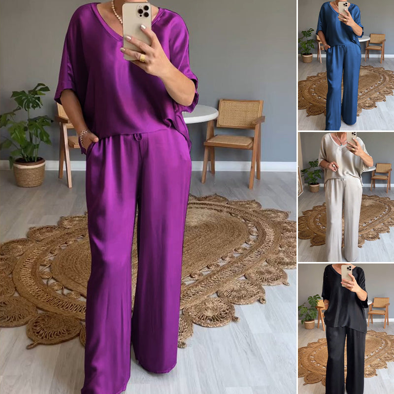 Ensemble Femme Satin Coupe Ample Taille Elastique