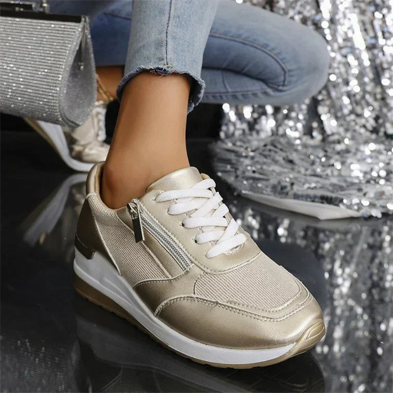 Baskets Femme Semelle Amortissante Zip Latéral Confort