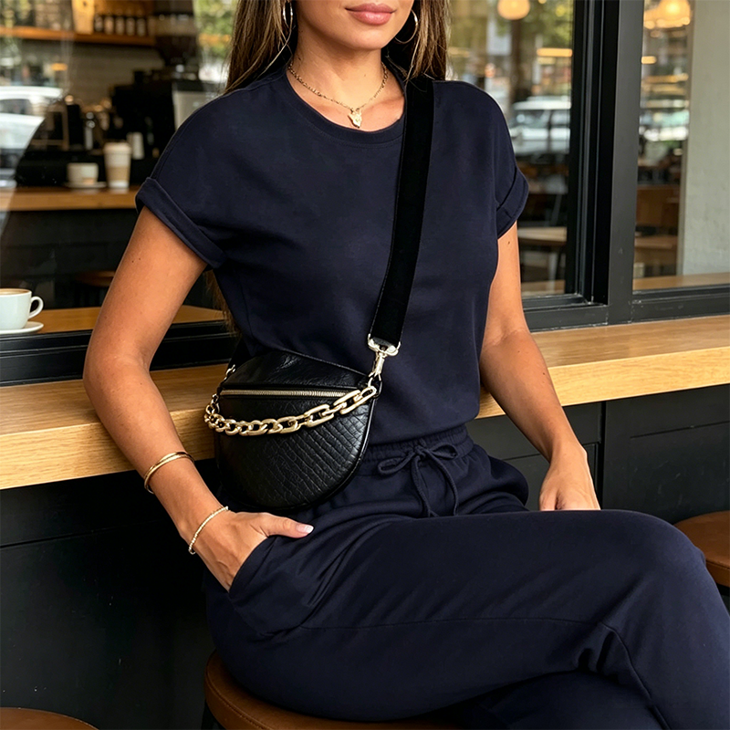 Ensemble Femme T-shirt Fluide Pantalon Ajustable Confortable