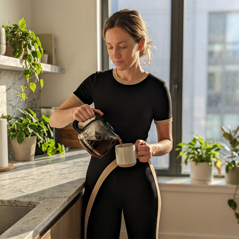 Ensemble Femme Asymétrique avec Pantalon Evasé Contrasté