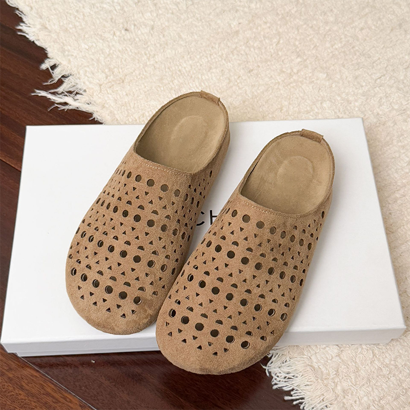 Chaussons Femme Suède Artificiel Ajourés à Enfiler