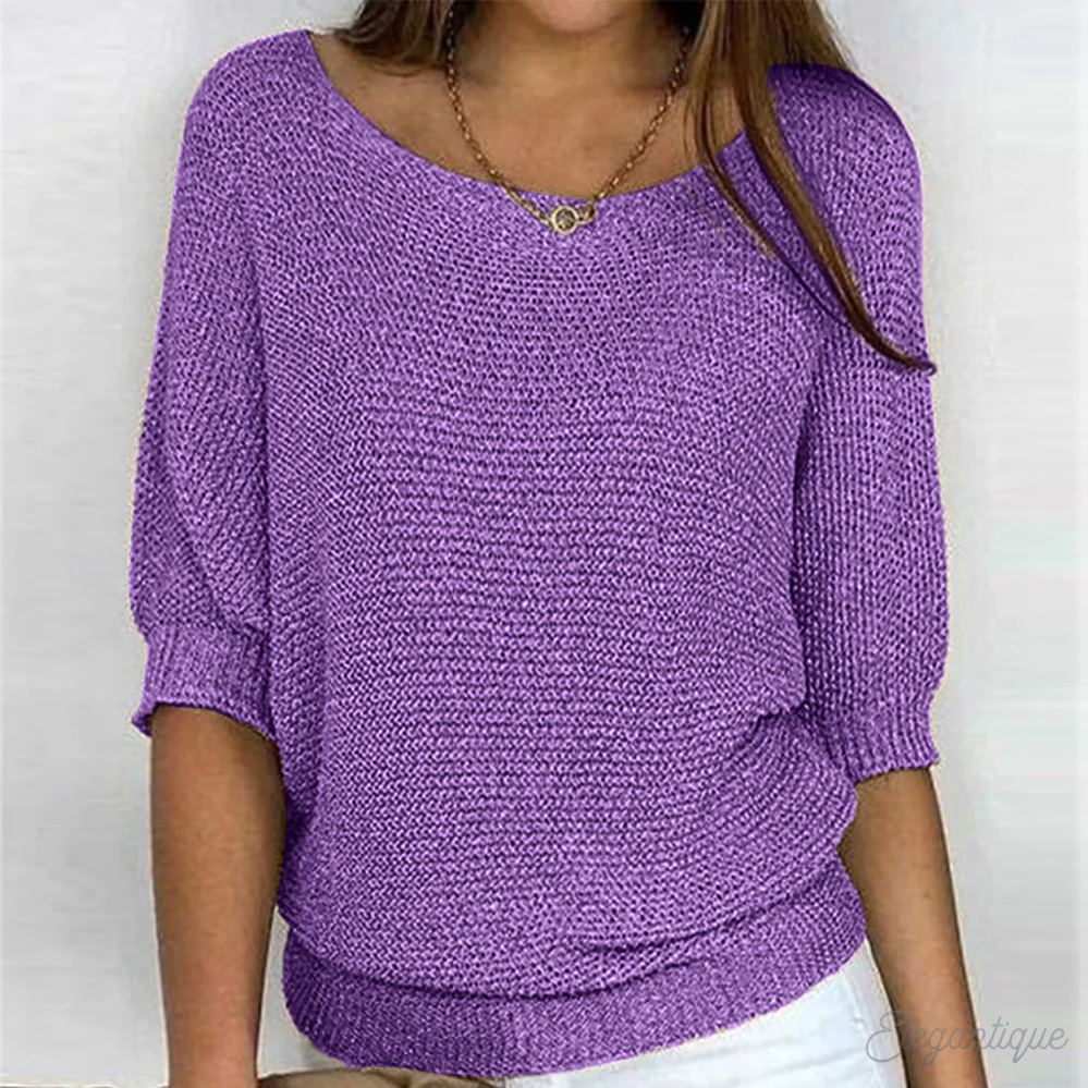 Pull Femme Manches Courtes Élégant Beige