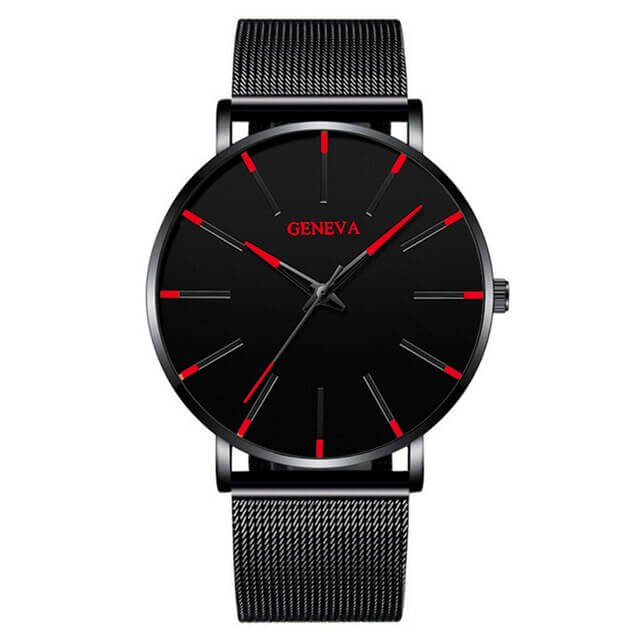 Montre Femme Élégante avec Cadran Noir et Bracelet Acier