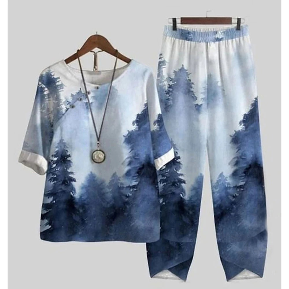 Ensemble Deux Pièces Élégant - Chemise Légère et Pantalon Confort