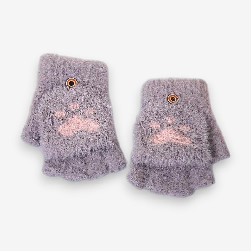 Mitaines Chats en Peluche Douillettes pour Femme