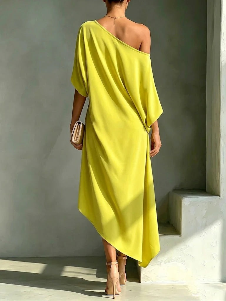 Robe Midi Femme Asymétrique Une Épaule