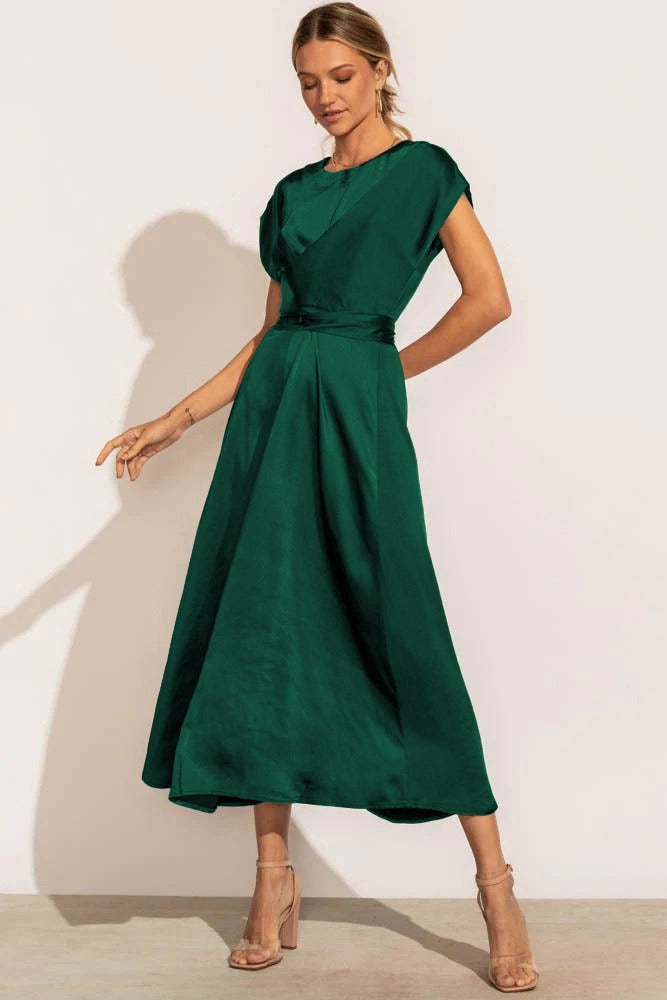Variant image for CléMence™ – Robe Femme en Satin Élégante avec Ceinture Croisée Chic-17