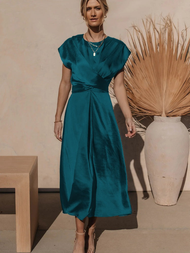 Variant image for CléMence™ – Robe Femme en Satin Élégante avec Ceinture Croisée Chic-9