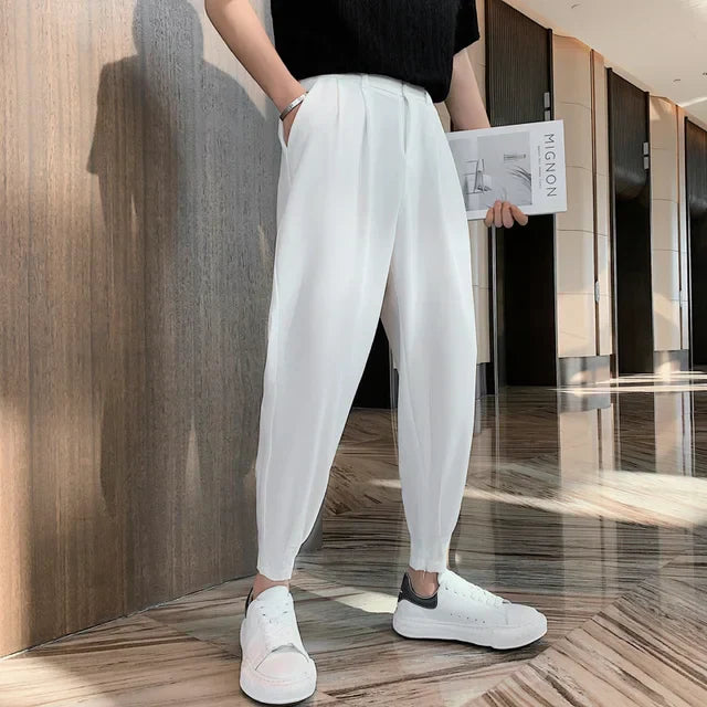 Pantalon Homme Élégant Taille Étroite