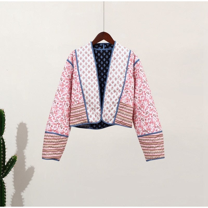 Veste Imprimé Fleur Manches Longues Féminine