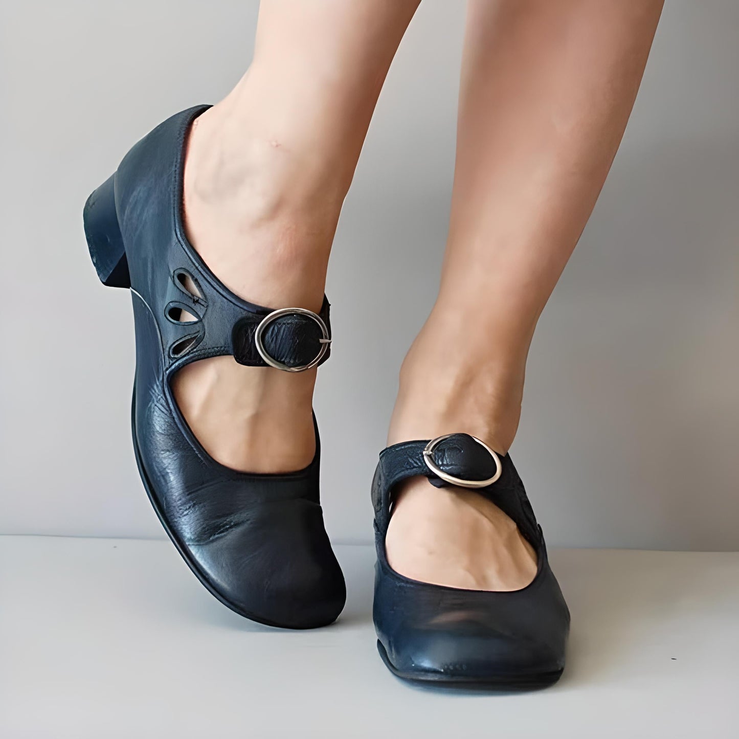 Sandales Femmes Talon Leder Noir Elegantes