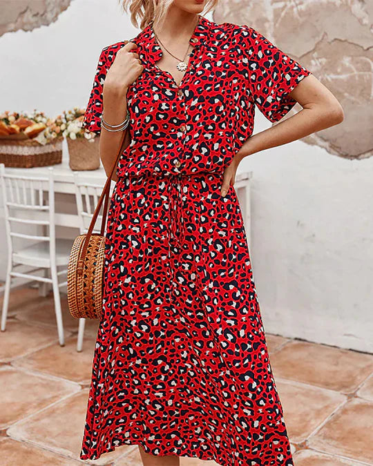 Robe Élégante Midi à Imprimé Floral pour Femmes
