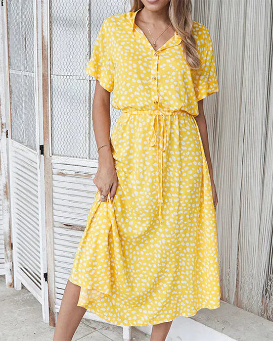 Robe Élégante Midi à Imprimé Floral pour Femmes