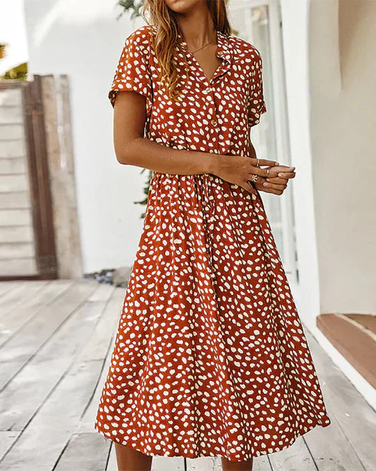 Robe Élégante Midi à Imprimé Floral pour Femmes