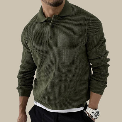 Pull Polo Homme Élégant à Col Boutonné