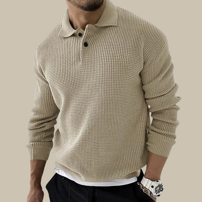 Pull Polo Homme Élégant à Col Boutonné