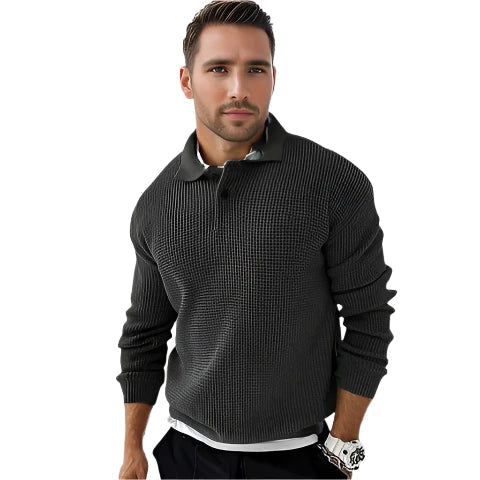 Pull Polo Homme Élégant à Col Boutonné - PanierRoyale
