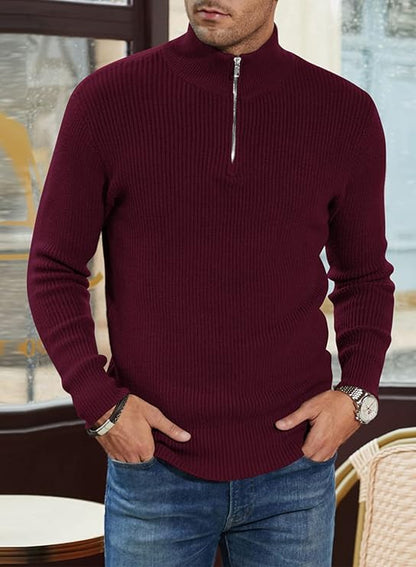 Pull Homme Col Zip Décontracté et Élégant