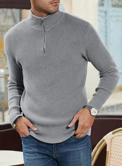 Pull Homme Col Zip Décontracté et Élégant