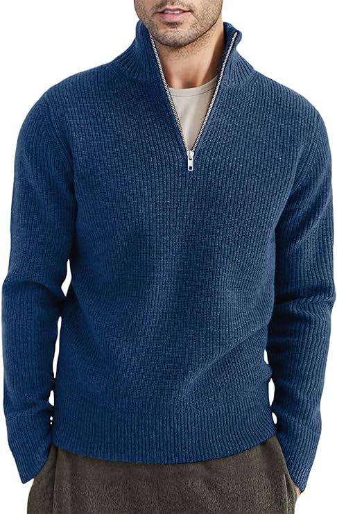 Pull Homme Col Zip Décontracté et Élégant