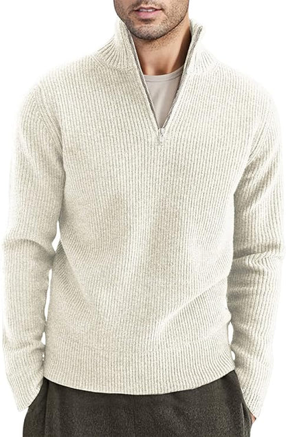 Pull Homme Col Zip Décontracté et Élégant