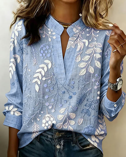 Chemisier Femme Fluidité Col V Imprimé Floral Coupe Élégante