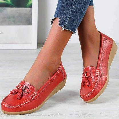 Mocassins Femme Cuir Finition Texturée Semelle Souple Enfiler